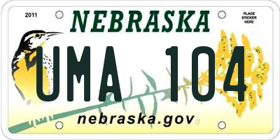 NE license plate UMA104