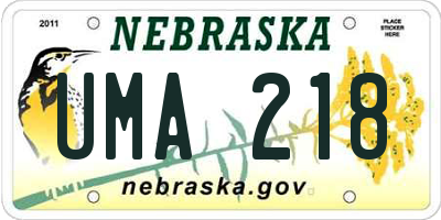 NE license plate UMA218