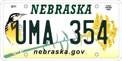 NE license plate UMA354