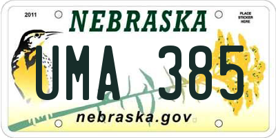 NE license plate UMA385
