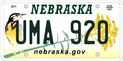 NE license plate UMA920