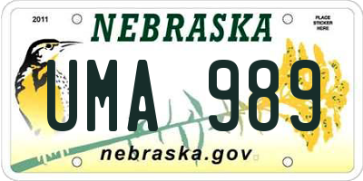 NE license plate UMA989