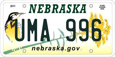 NE license plate UMA996