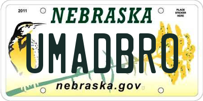 NE license plate UMADBRO