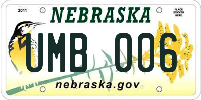 NE license plate UMB006