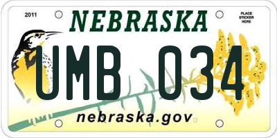 NE license plate UMB034