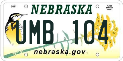 NE license plate UMB104