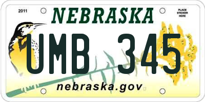NE license plate UMB345