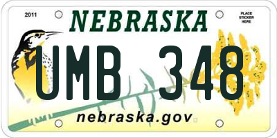 NE license plate UMB348