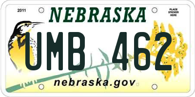 NE license plate UMB462