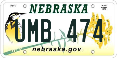 NE license plate UMB474
