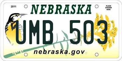 NE license plate UMB503
