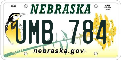 NE license plate UMB784