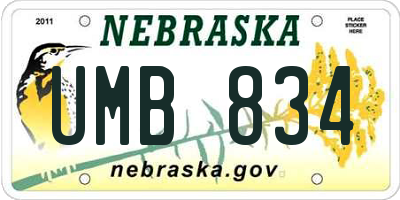 NE license plate UMB834