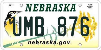 NE license plate UMB876