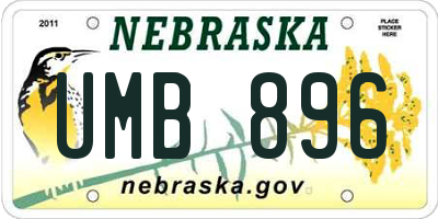 NE license plate UMB896