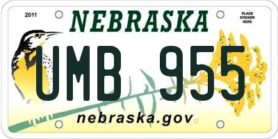 NE license plate UMB955