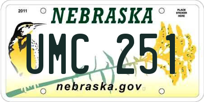 NE license plate UMC251