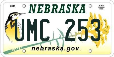 NE license plate UMC253