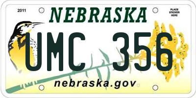 NE license plate UMC356