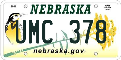 NE license plate UMC378