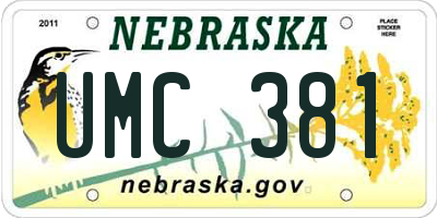 NE license plate UMC381