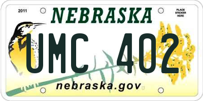 NE license plate UMC402