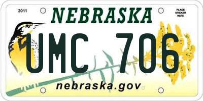 NE license plate UMC706