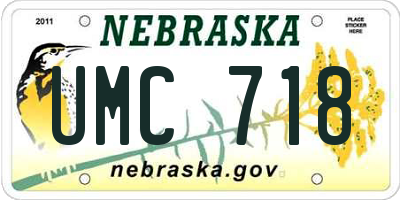 NE license plate UMC718