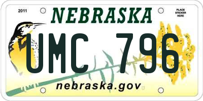 NE license plate UMC796