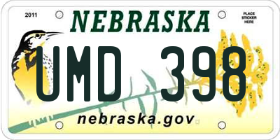 NE license plate UMD398