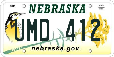 NE license plate UMD412