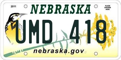 NE license plate UMD418
