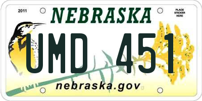 NE license plate UMD451