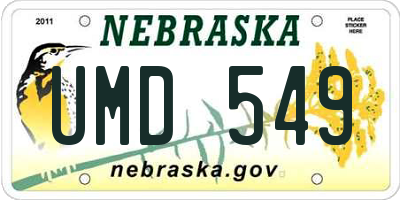 NE license plate UMD549