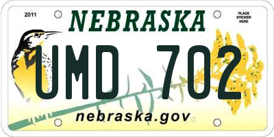 NE license plate UMD702
