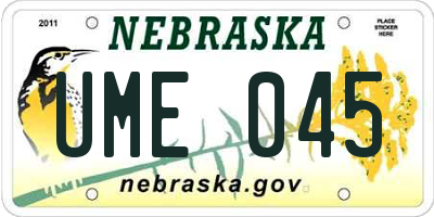 NE license plate UME045