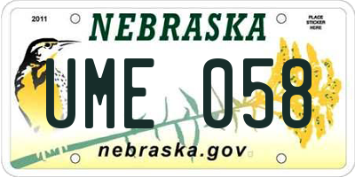 NE license plate UME058