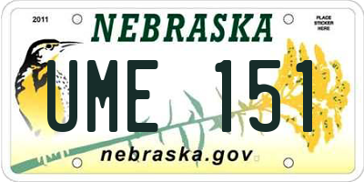 NE license plate UME151