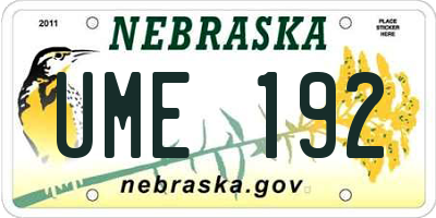 NE license plate UME192