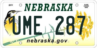 NE license plate UME287
