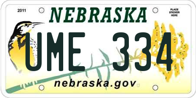 NE license plate UME334