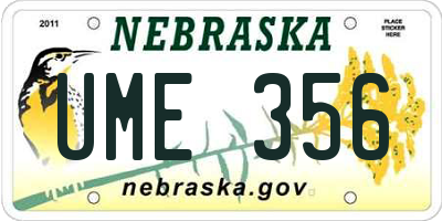 NE license plate UME356