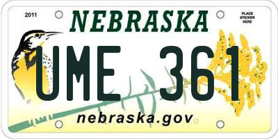 NE license plate UME361