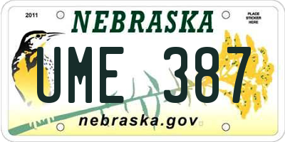 NE license plate UME387