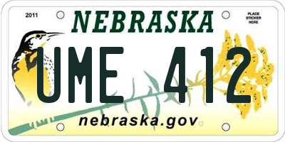 NE license plate UME412