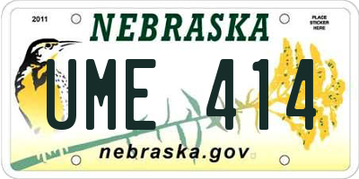 NE license plate UME414