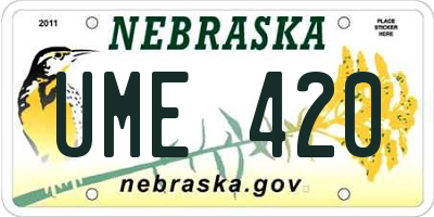 NE license plate UME420