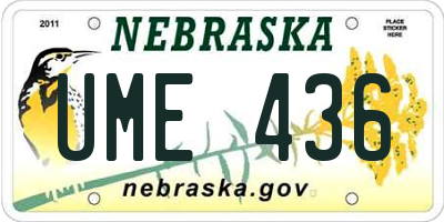 NE license plate UME436