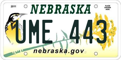 NE license plate UME443